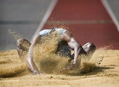 Army Athletics Long Jumper at The Inter Corps Athletics Competition at Tidworth, Wiltshire